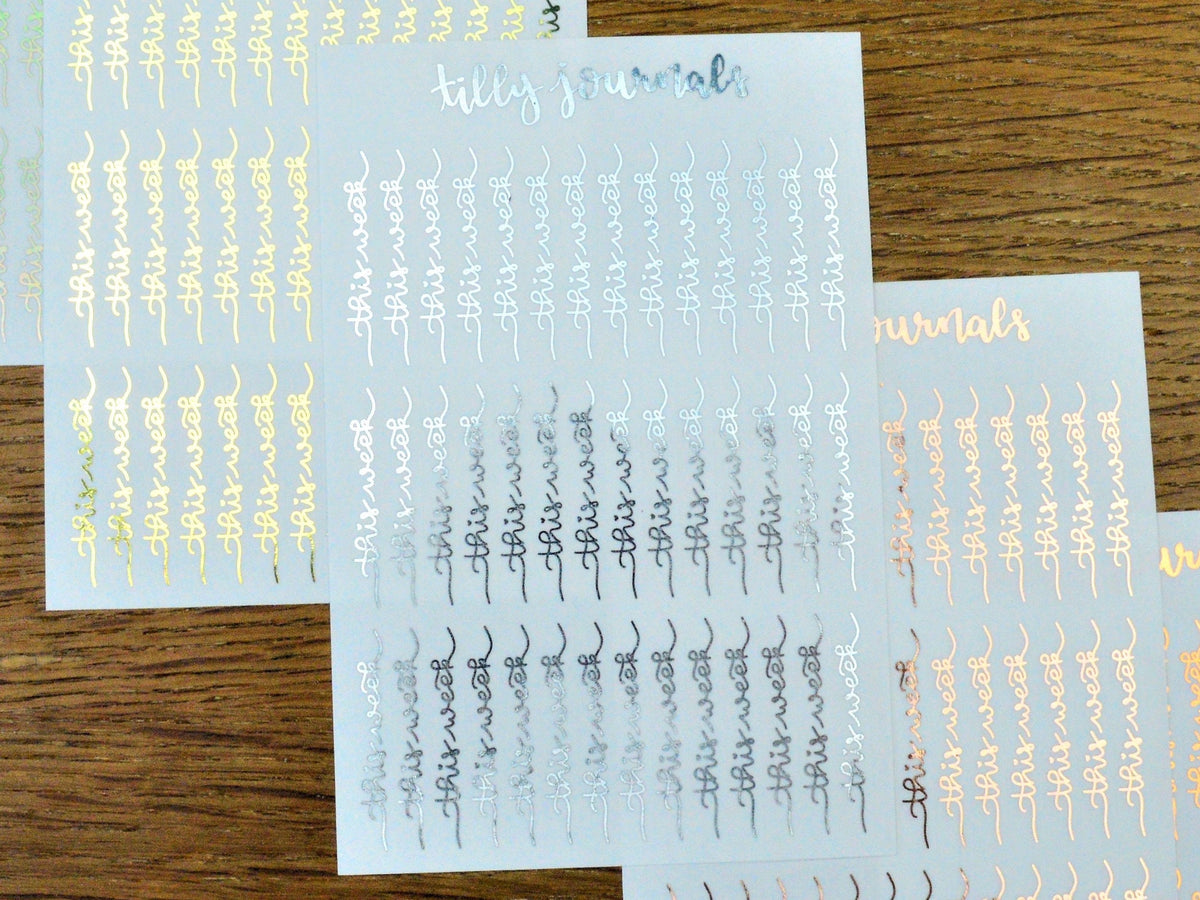 This Week | Script Header Overlay Stickers – Tilly Journals